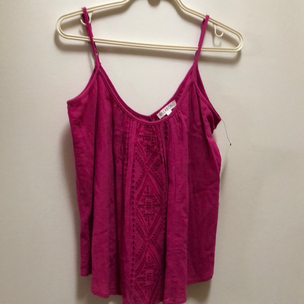 Billabong Fuchsia Pink Crochet-Front Spaghetti Strap Tank Top